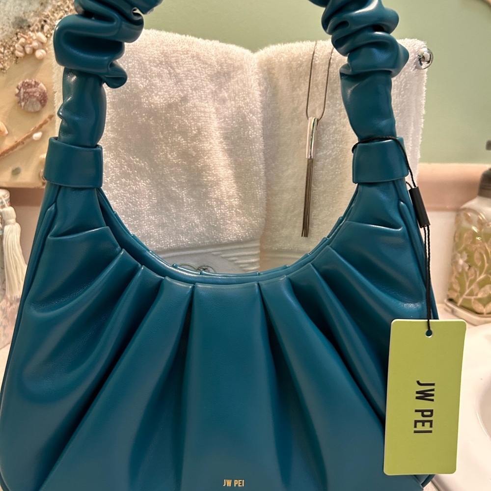 JW PEI Gabbi Ruched Hobo Handbag - PEACOCK BLUE. NWT. RETAIL $95